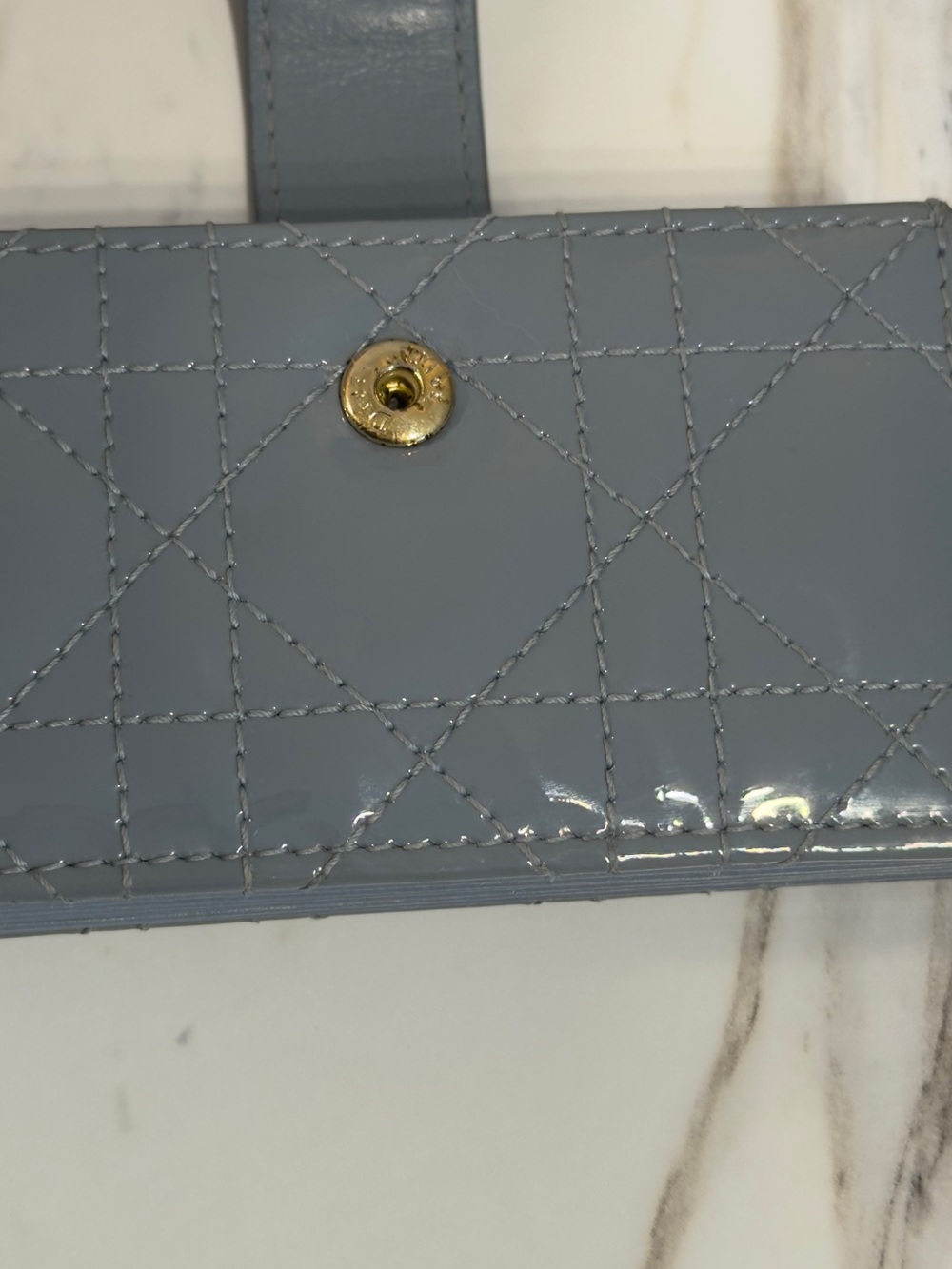 Christian Dior Lady Dior Patent Cannage 5-Gusset Card Holder Grey Blue - Picture 5 of 9